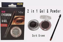 Load image into Gallery viewer, She Dark Brown Eyebrow Powder &amp; Gel w/ Brush 2 in 1