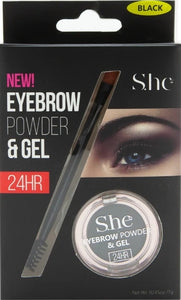 She Dark Brown Eyebrow Powder & Gel w/ Brush 2 in 1